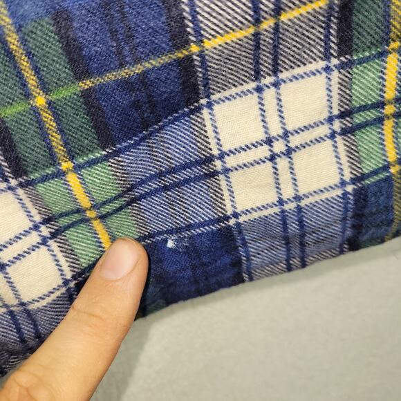 Vintage Wrangler Shacket Mens Medium Green Blue Plaid Flannel Pockets Insulated - Picture 13 of 16